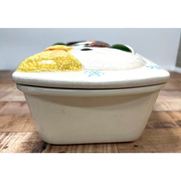 Ceramic Snowman Loaf Pan With Lid Winter Holiday Design New Debco - Picture 4 of 8